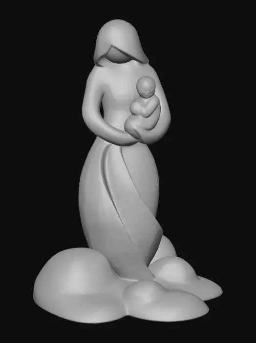3D model for Beautiful abstract mother and infant.