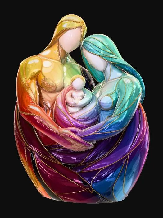 3D model for Beautiful abstract father mother and infant.