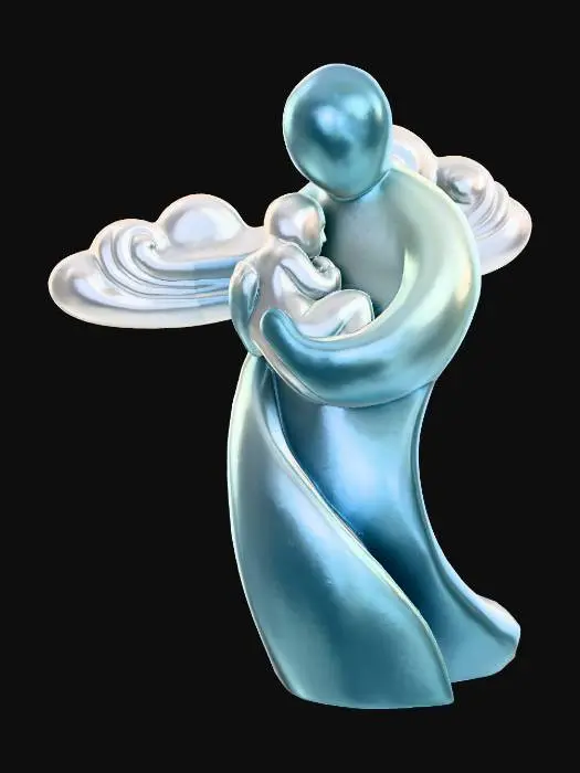 3D model for Beautiful abstract father and infant.