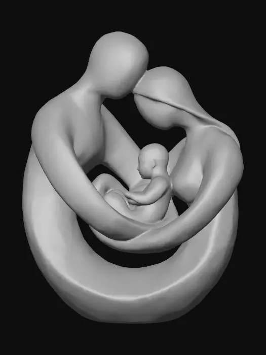 3D model for Beautiful abstract father mother and infant.