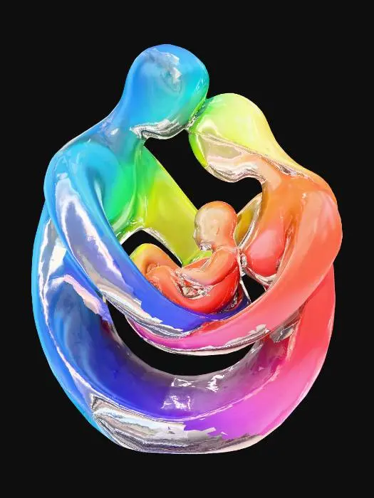 3D model for Beautiful abstract father mother and infant.