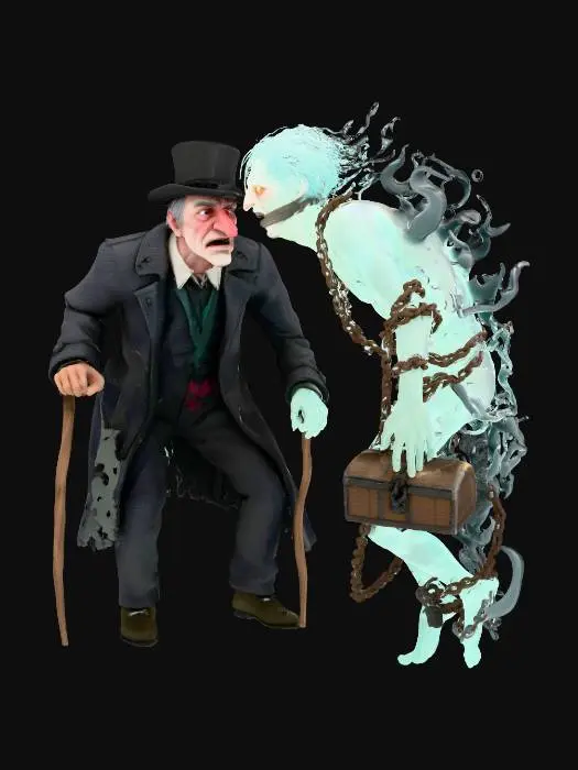 3D model for #Christmas2025#, Ebenezer Scrooge and the ghost of Jacob Marley.