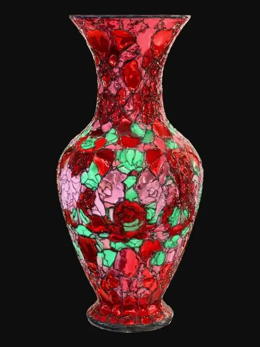 3D model for Hearts and roses stained glass vase.