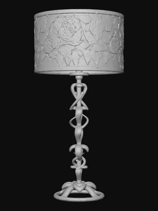 3D model for Gold Hearts and roses stained floor lamp.