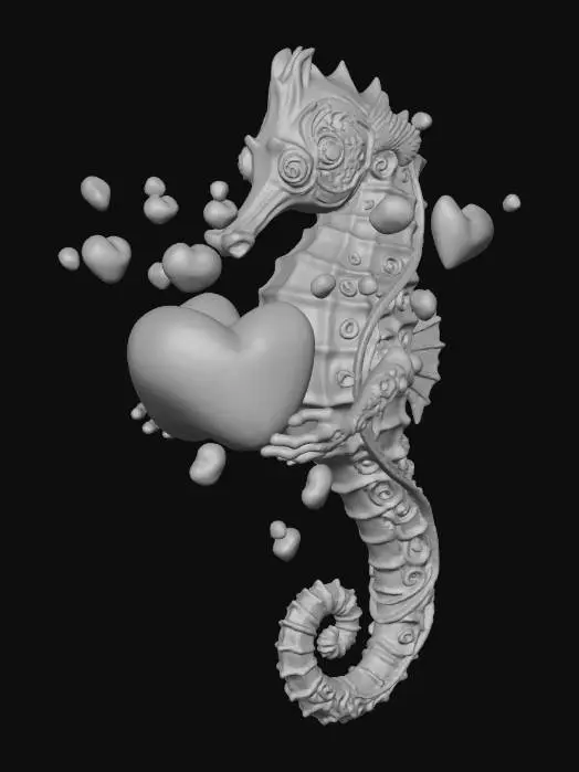 3D model for iridescent seahorse valentines