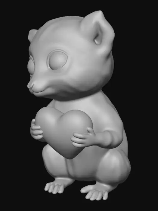 3D model for Baby Lemur with a Valentine Heart