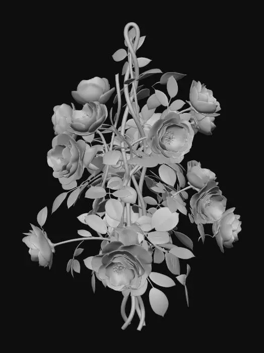 3D model for Cascade of Peach Roses