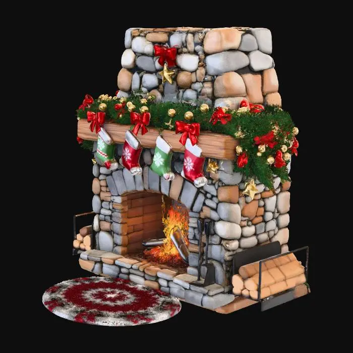 3D model for #Christmas2025#, Christmas Stone Hearth