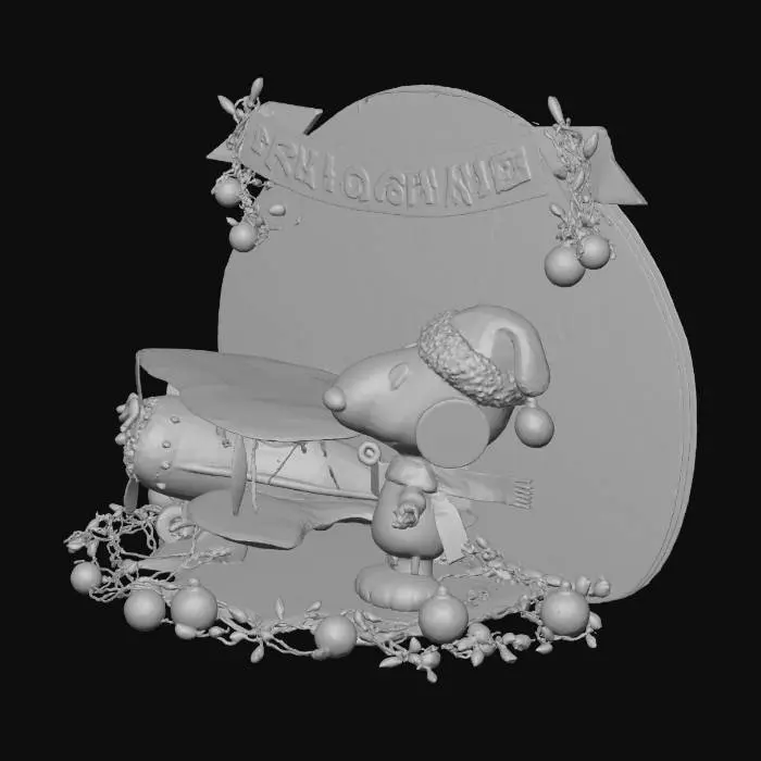 3D model for #Christmas2025#, Snoopy and the Red Barron celebrate Christmas.
