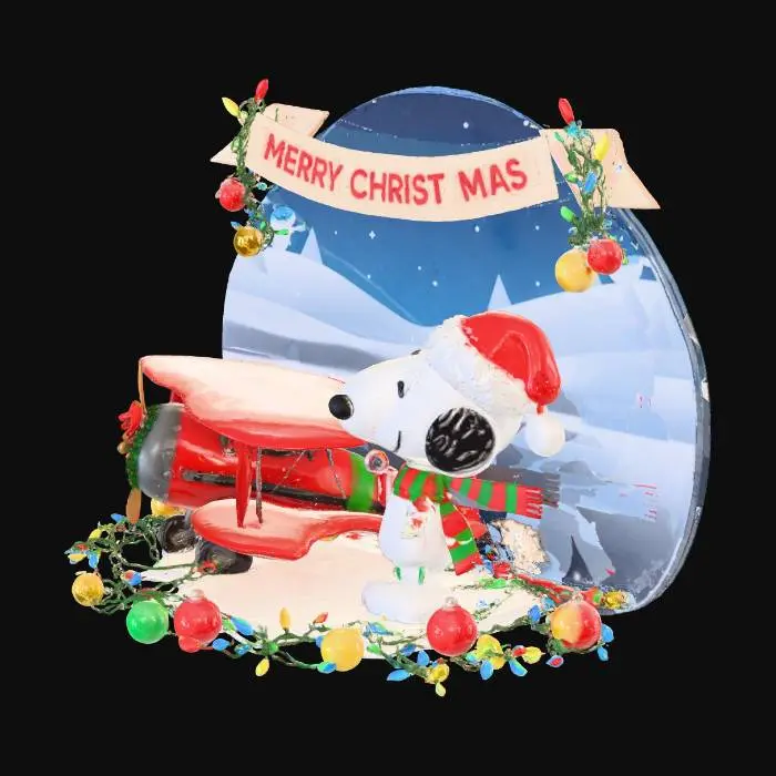 3D model for #Christmas2025#, Snoopy and the Red Barron celebrate Christmas.