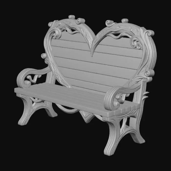 3D model for Heart-shaped park bench.