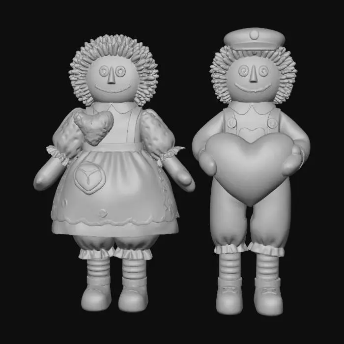 3D model for Raggedy Anne and Andy Valentine dolls.