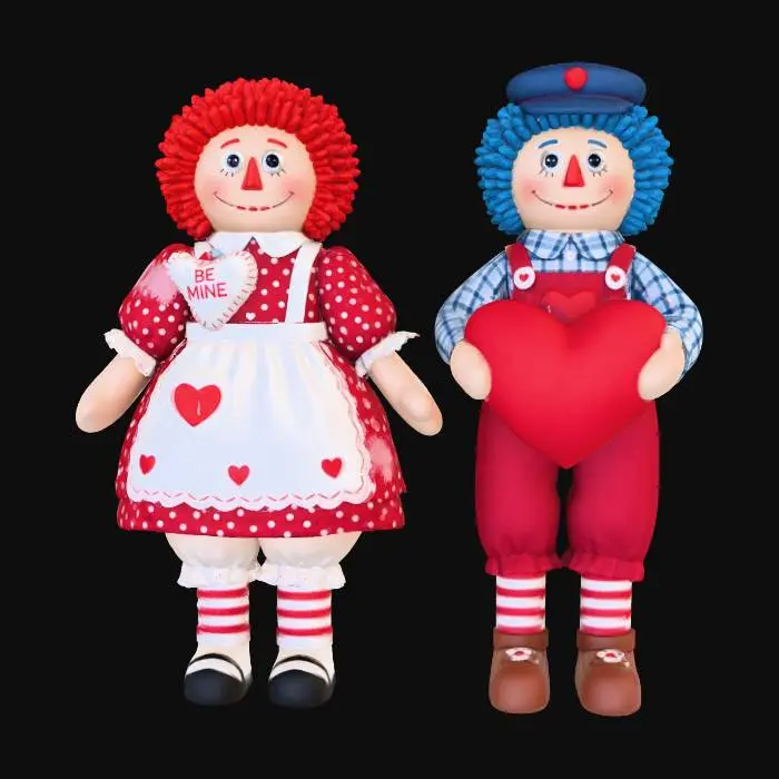 3D model for Raggedy Anne and Andy Valentine dolls.