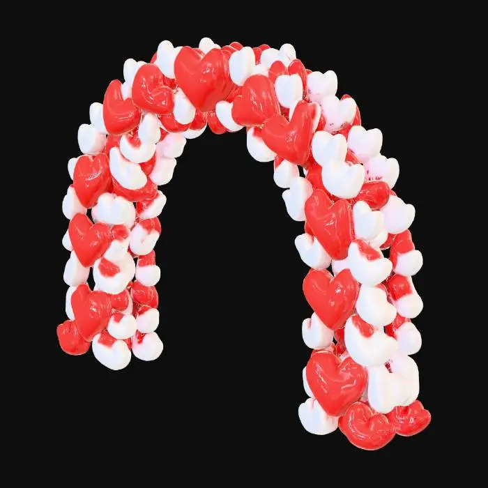 3D model for Arch full of red & white hearts.