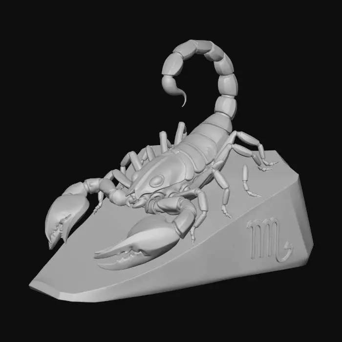 3D model for Mystical, magical, iridescent pure zodiac Scorpio Scorpion, standing on a solid iridescent wedge of stars with a splash of glitter and stardust.