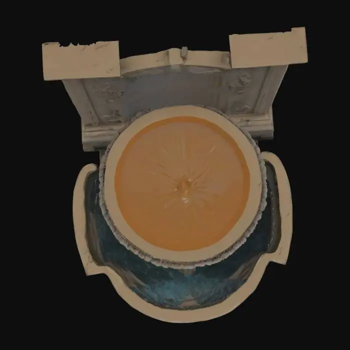 3D model for Item Name:** Water Fountain  
   - **Desc:** Stone fountain with flowing water (particle system).  
   - **Tech:** Animated water (shader effect).