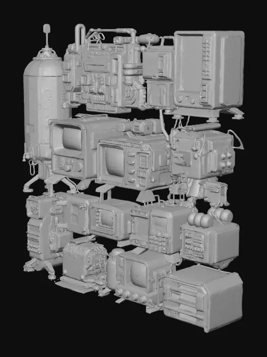 3D model for Greebly voxel Tech Assemblage