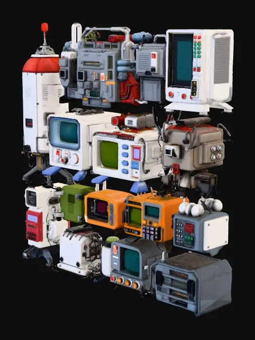 3D model for Greebly voxel Tech Assemblage