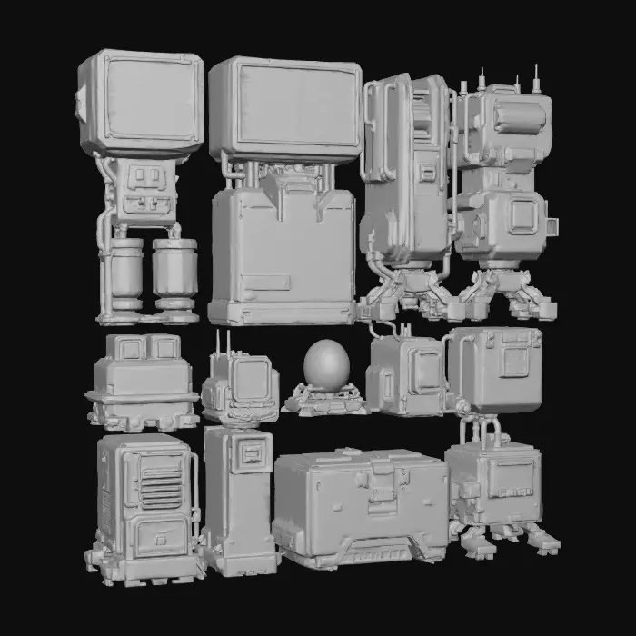 3D model for Futuristic Machinery Assemblage