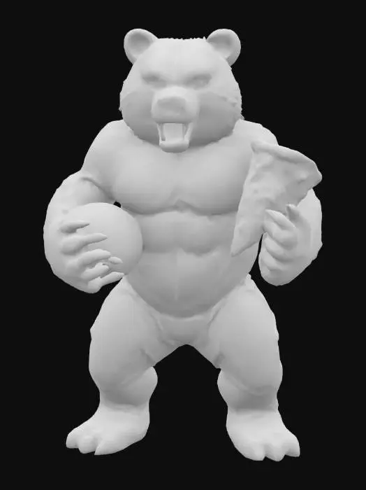 3D model for [CHICAGO]POLISHED SPORTS BEAR EATING PIZZA HOLDING FOOTBALL Battle Pose #AROUNDTHEWORLD#