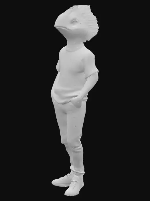 3D model for arowana, anthropomorphic fish, humanoid beast, casual urban brazilian boyhood culture clothing made in 1987