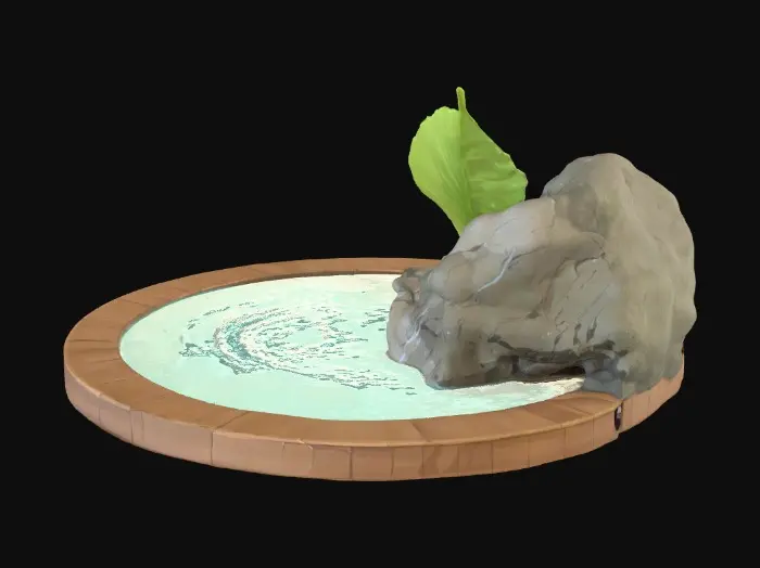 3D model for Anime’s Dirt With Hot Bath, Anime’s Water In The Hot Tub, Anime’s a Water in the Ground, Anime’s A Soft Leaf Into the Rock in the Ground and Top,