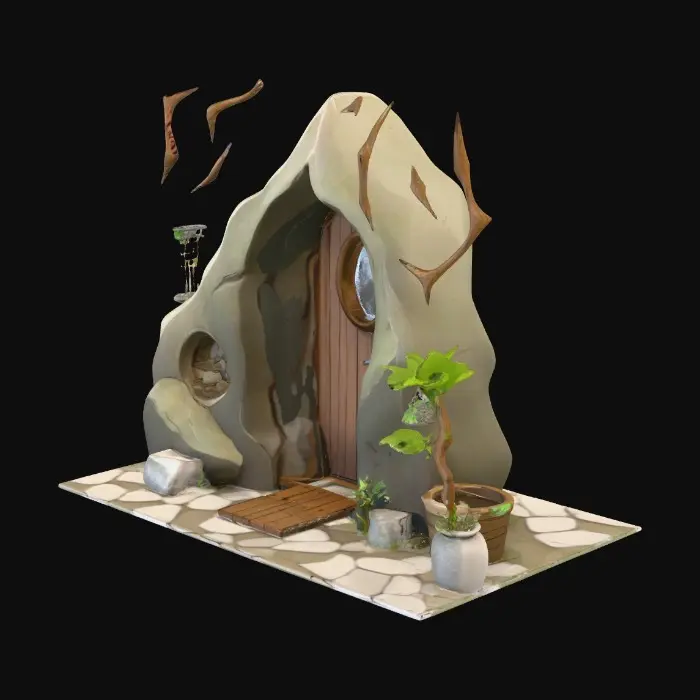 3D model for Anime’s Wood Made Of Outhouse, Anime’s A Door Made In Wood,  Anime’s Leaf, A Rock With Mirror, Anime’s A Soft Leaf Into the Rock in the Ground and Top,  Anime’s Wood Made Is Down stars, Anime’s Wood Made Of Shower Head