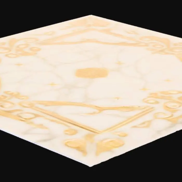 3D model for White marble with gold inlay tile