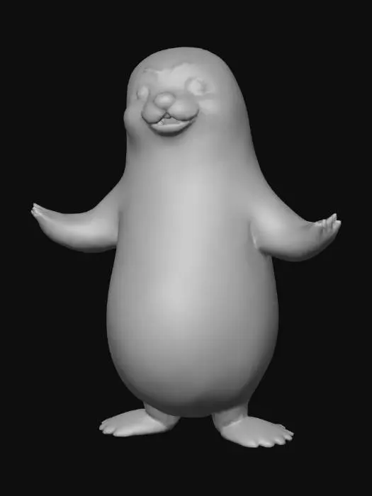 3D model for Can you create a stylized cartoon seal animal rigged with beautiful gray gradient on skin