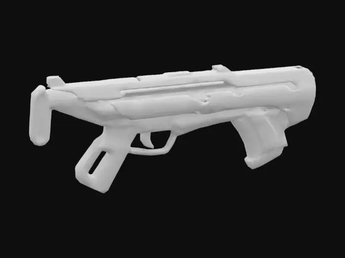 3D model for Unreal engineer quality PBR texturer. A lasergun .should have a precise geometric structure with sharp edges and well-defined vertices.