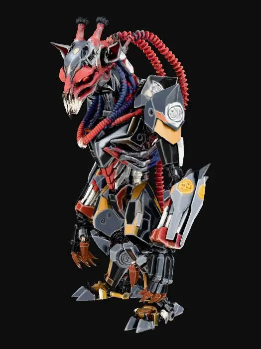 3D model for giraffa su due zampe cattiva robot mutante con armi