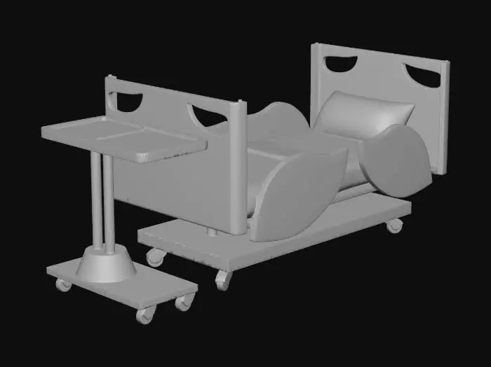 3D model for Hospital Bed with Tray Table