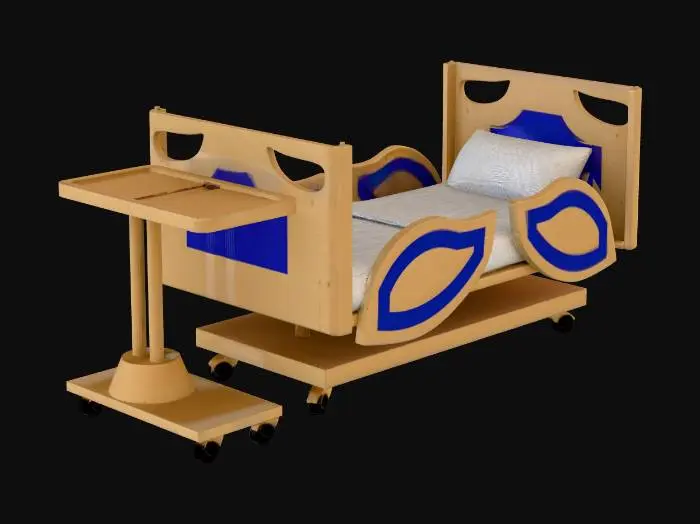 3D model for Hospital Bed with Tray Table