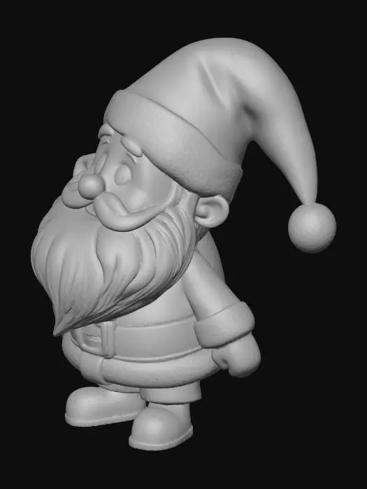 3D model for Erstelle ein Weihnachtsmann schlüsselanhänger im comic Stil. Die Oberfläche der Figur soll glatt sein.
