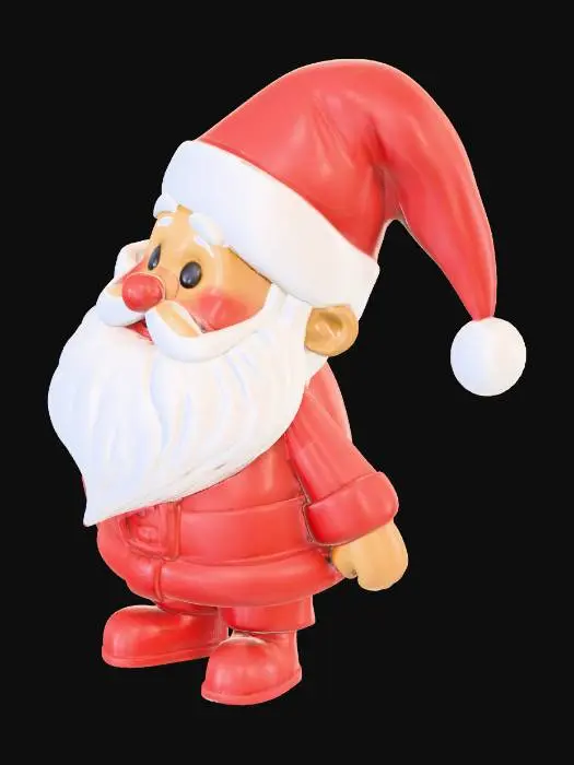 3D model for Erstelle ein Weihnachtsmann schlüsselanhänger im comic Stil. Die Oberfläche der Figur soll glatt sein.