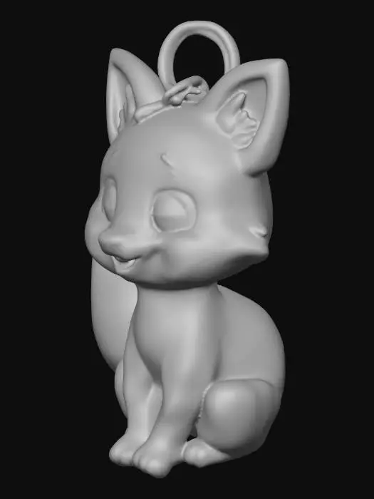 3D model for Erstelle mir einen schlüsselanhänger als Fuch. Es soll flexibel sein und beweglich. Der fuchs muss süß aussehen.