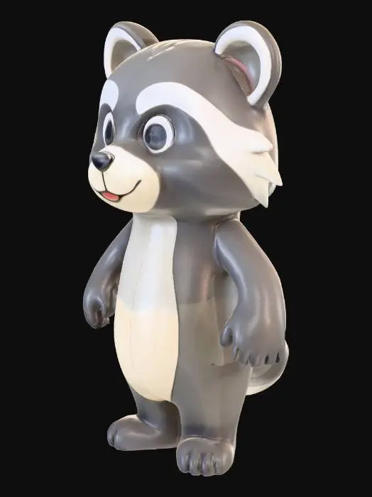 3D model for raccoon, flexible arms and legs, 
keychain, looks cute, smooth