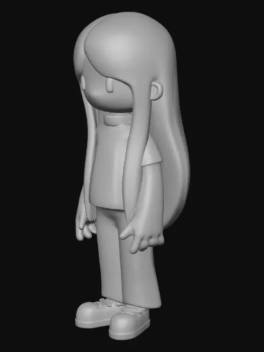 3D model for Chibi Character in Red Shirt