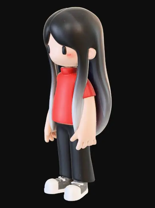 3D model for Chibi Character in Red Shirt