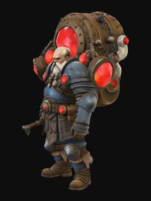 3D model for Dwarven Warrior with Gemstone Armor