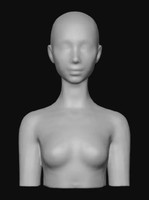 3D model for Crée une image sur le thème "synthetic dreams ", qui représente une intelligence artificielle humanoïde,  sur fond transparent png