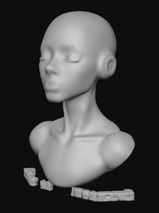 3D model for Crée une image sur le thème "synthetic dreams ", qui représente une intelligence artificielle humanoïde,  sur fond transparent png