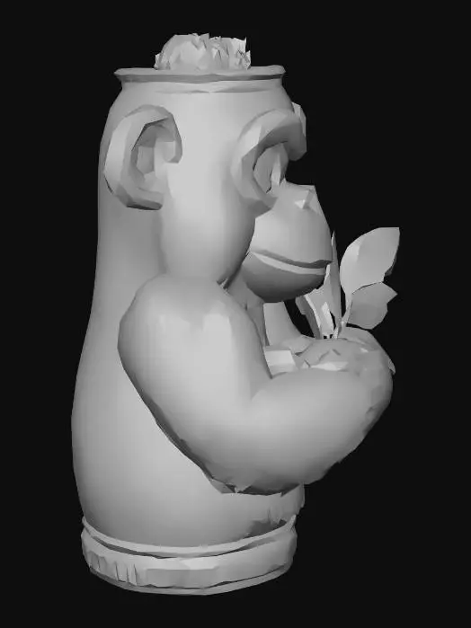 3D model for Realistisch metal can shaped like a monkey 