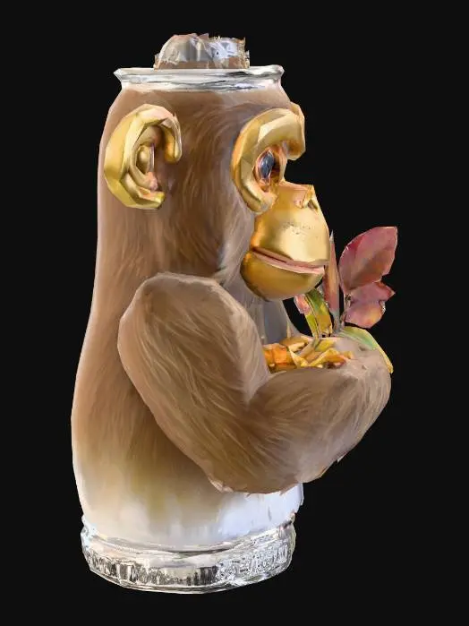 3D model for Realistisch metal can shaped like a monkey 