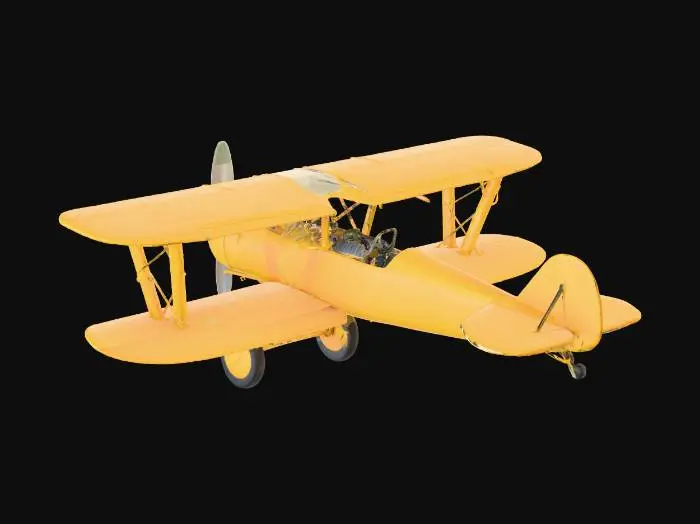 3D model for I need you to create a 3d model for blender into an .obj and it is a tiger moth plane i want it to be yellow with 2 seats one in the front and one in the back.