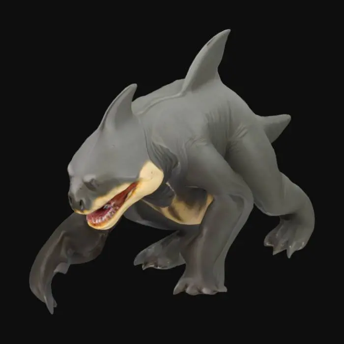 3D model for model of a land-shark. bear body and legs, shark fins and head