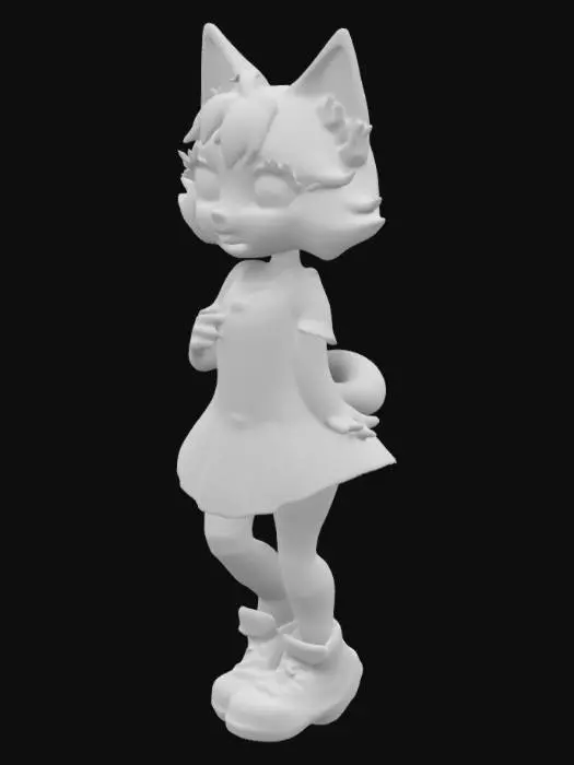 3D model for humanoid cat，cartoon，female