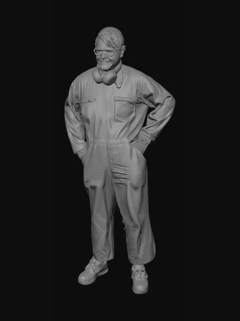 3D model for Deckside Worker in Red Overalls