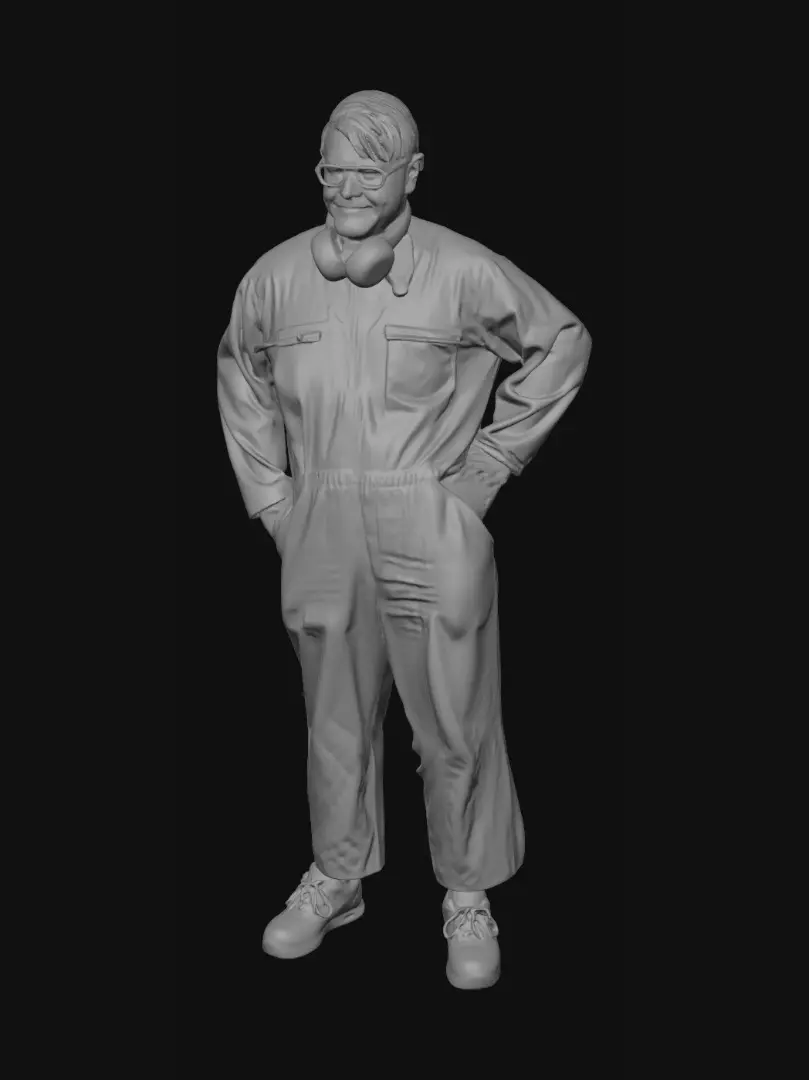 3D model for Deckside Worker in Red Overalls