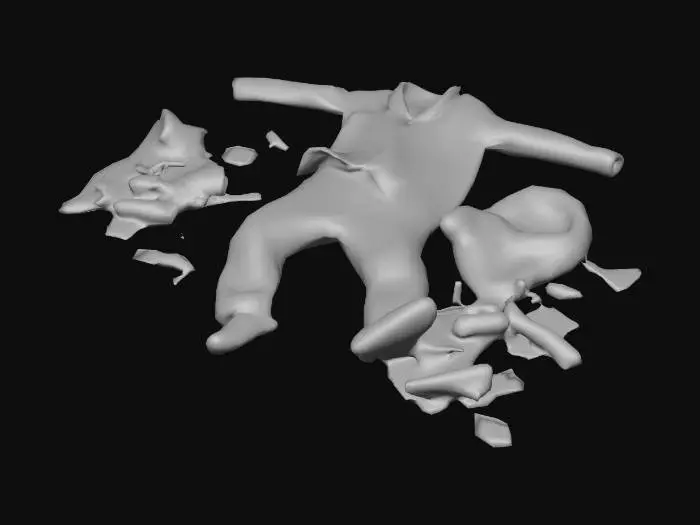 3D model for Dirty clothes on floor and trash